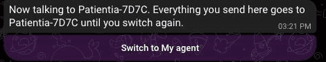 Confirmation message: Now talking to Patientia-7D7C